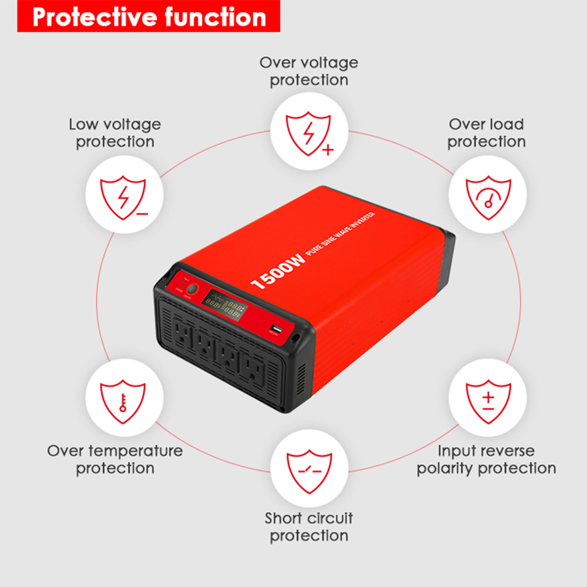 ACOPOWER 1500W / 3000W Power Inverter DC 12V  to AC 110V/120V