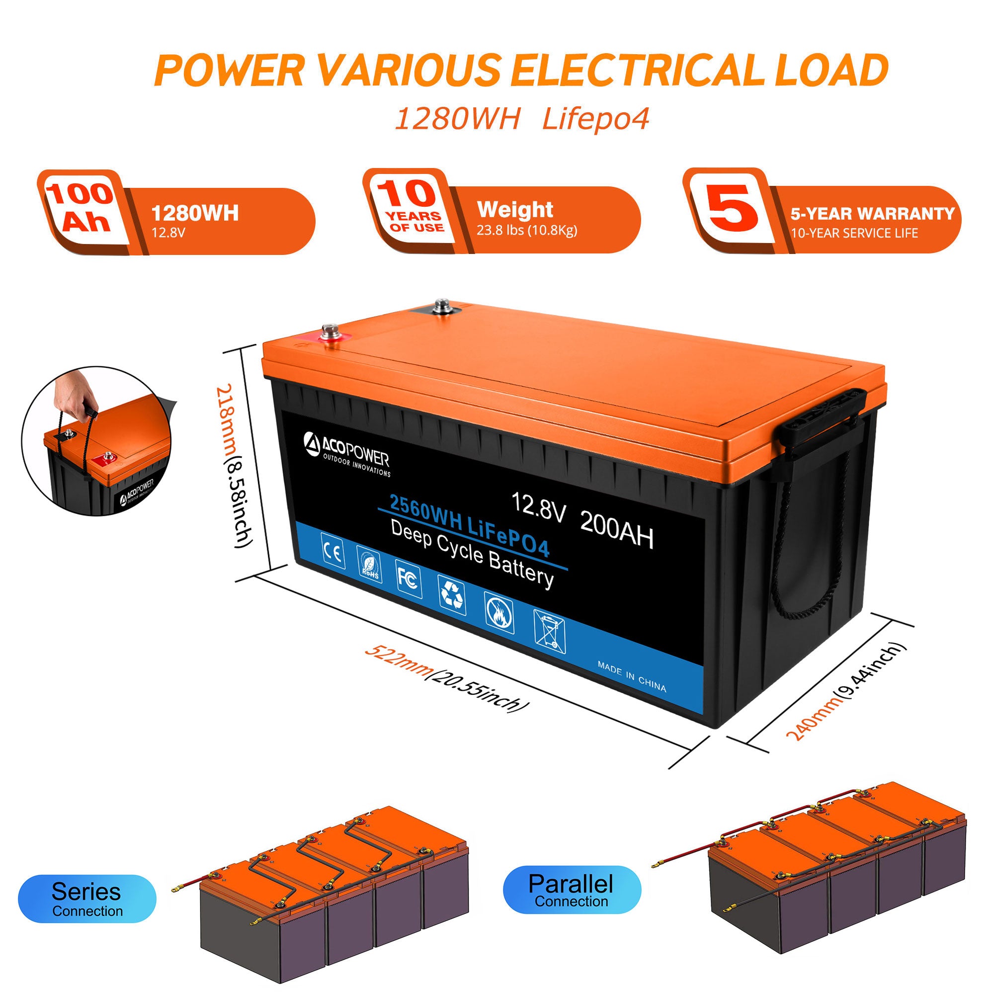 ACOPOWER 200Ah Battery 200W Solar Power System